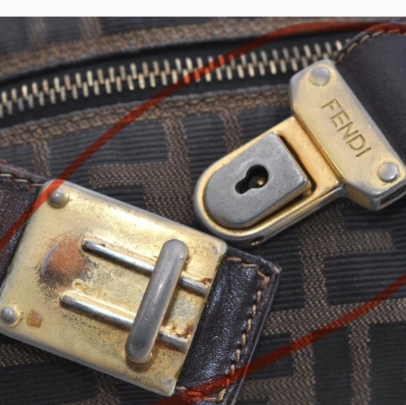 FENDI Vintage Zucca Hand Bag Canvas Leather Brown USED - LIVE SHOW Listing! - Picture 14 of 16